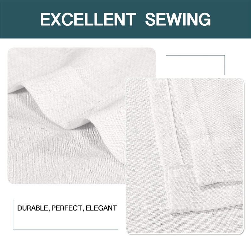 FantasDecor Off White Linen Curtains 96 Inch Length 2 Panels Set Natural Semi Sheer Curtains for Living Room Light Filtering Country Rustic Window Curtain Panels 52 W x 96 L,Off White - Image 5